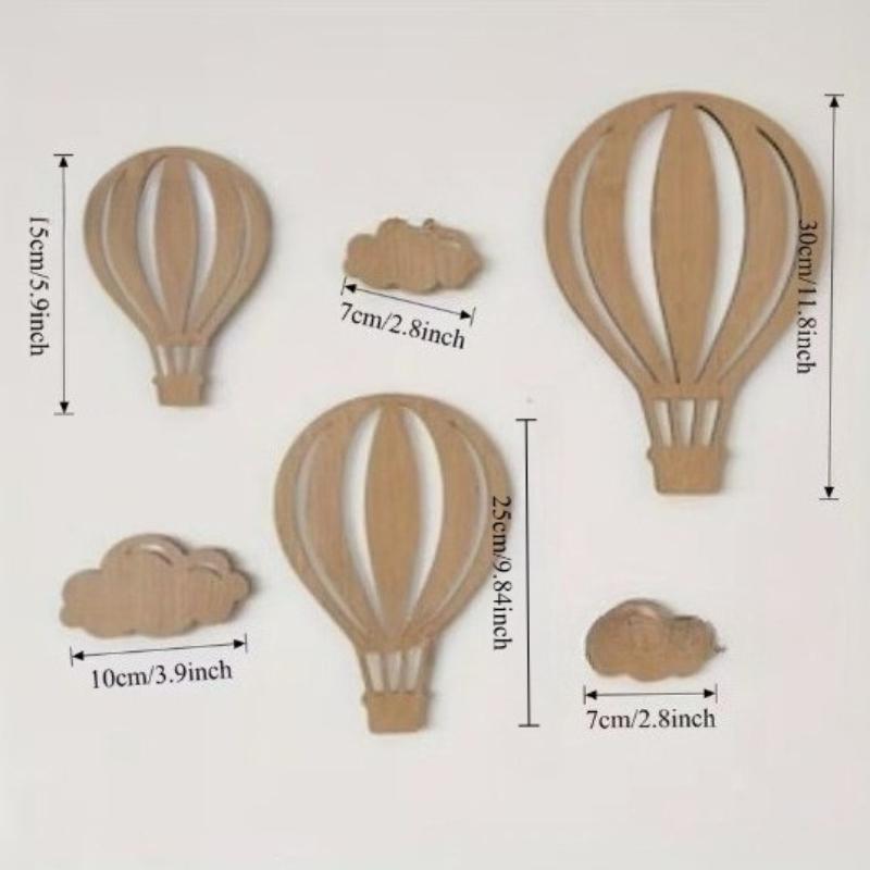 

1set Creative Hot Air Balloon Wooden Plaque Wood Chip Wall Decor Living Room Bedroom Home Ornament Craft Rustic Boho Chic L