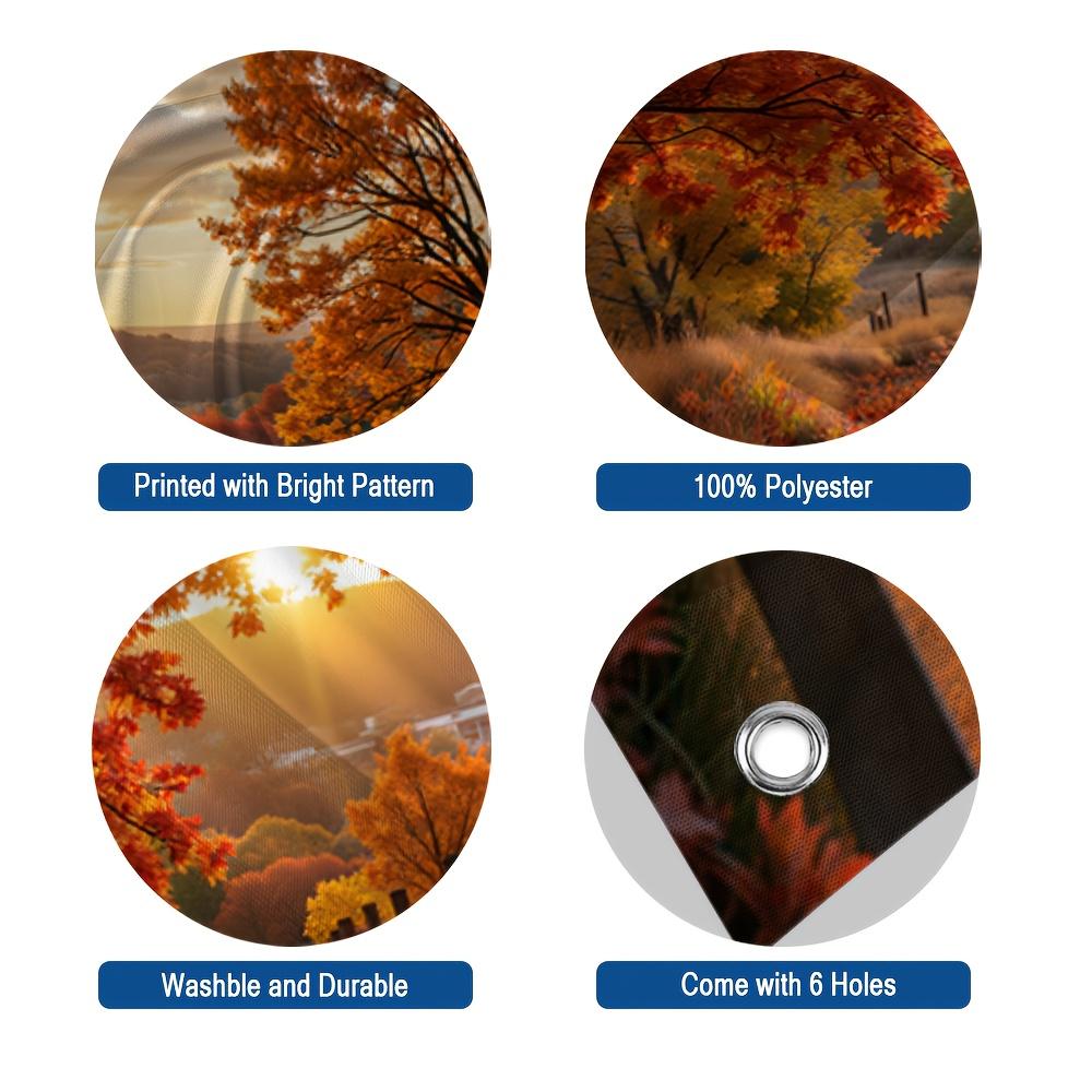 One piece of 2D flat-printed banner, depicting the autumn sunrise path, with bright and lively colors.XY