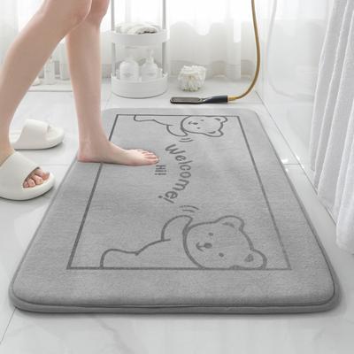 Bathroom Absorbent Foot Mat New Gray Non-slip Mat Bathroom Door Mat Bear Print Quick Drying Mat
