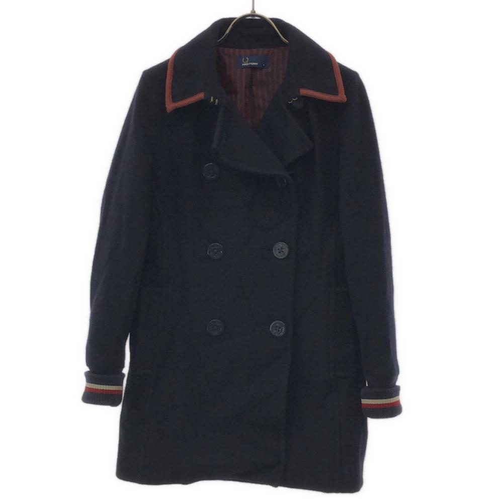 

FRED PERRY wool blend pea coat S Navy Women Used