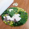 Moss Round Flocked Tufted Non-Slip Rug for Bathroom, Living Room, and Cloakroom