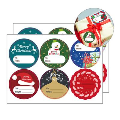 2 Blatt Etikettenaufkleber Lebendige Farbe Selbstklebendes Papier Weihnachtsgeschenkanhänger Aufkleber für Zuhause
