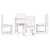 5 Piece White Outdoor Dining Set Solid Pine Wood