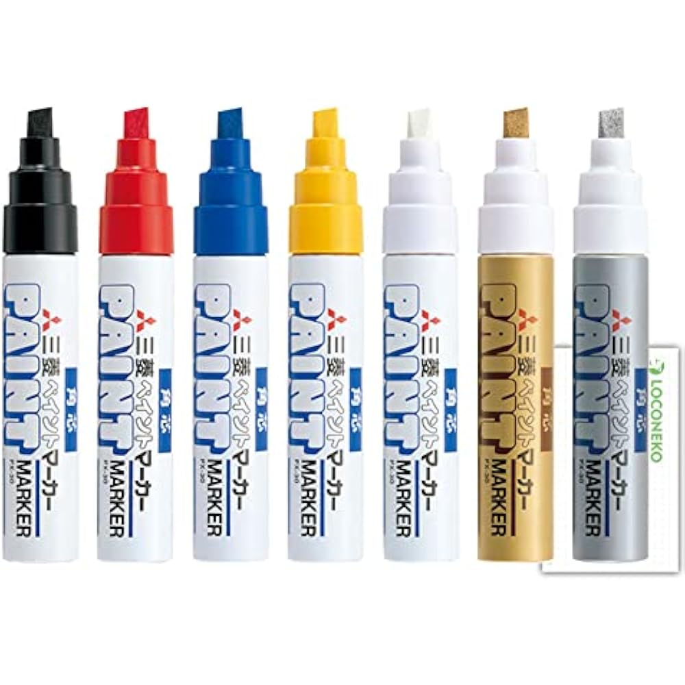 Mitsubishi Pencil Opaque Permanent Marker Paint Marker Bold PX-30 7 Color Set