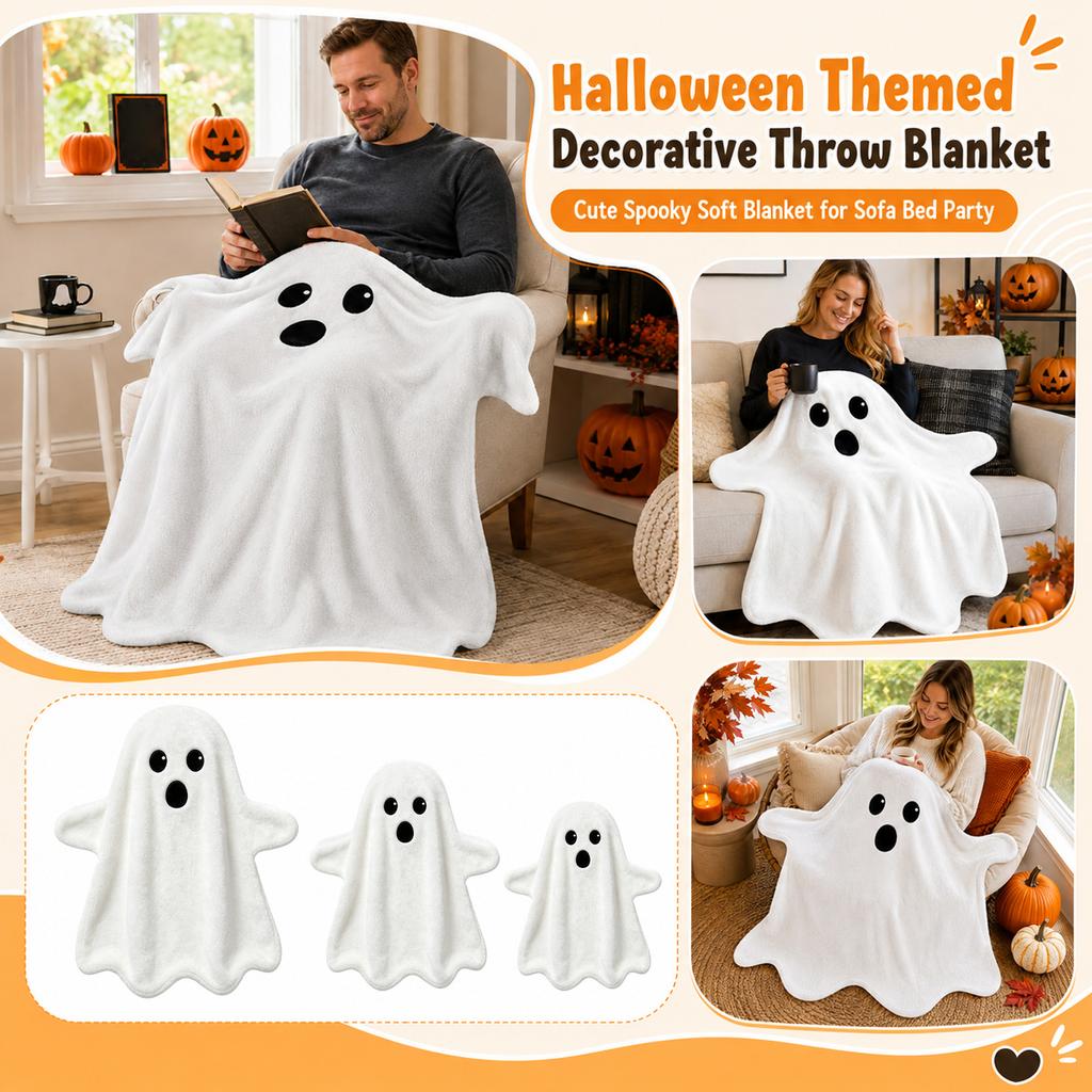 Couverture Flanelle Halloween avec Motif - Couverture Douce et Confortable pour Canapé, Lit et Décoration de Salon
