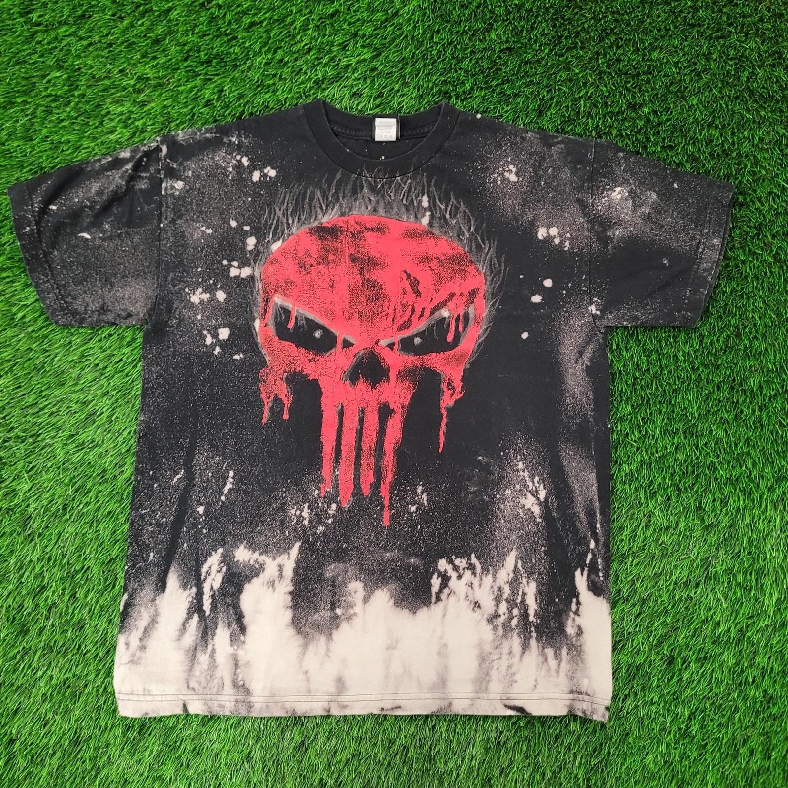 Vintage Y2K Punisher Mad-Engine Shirt M/L 21x26 Bleached Marvel 3XL