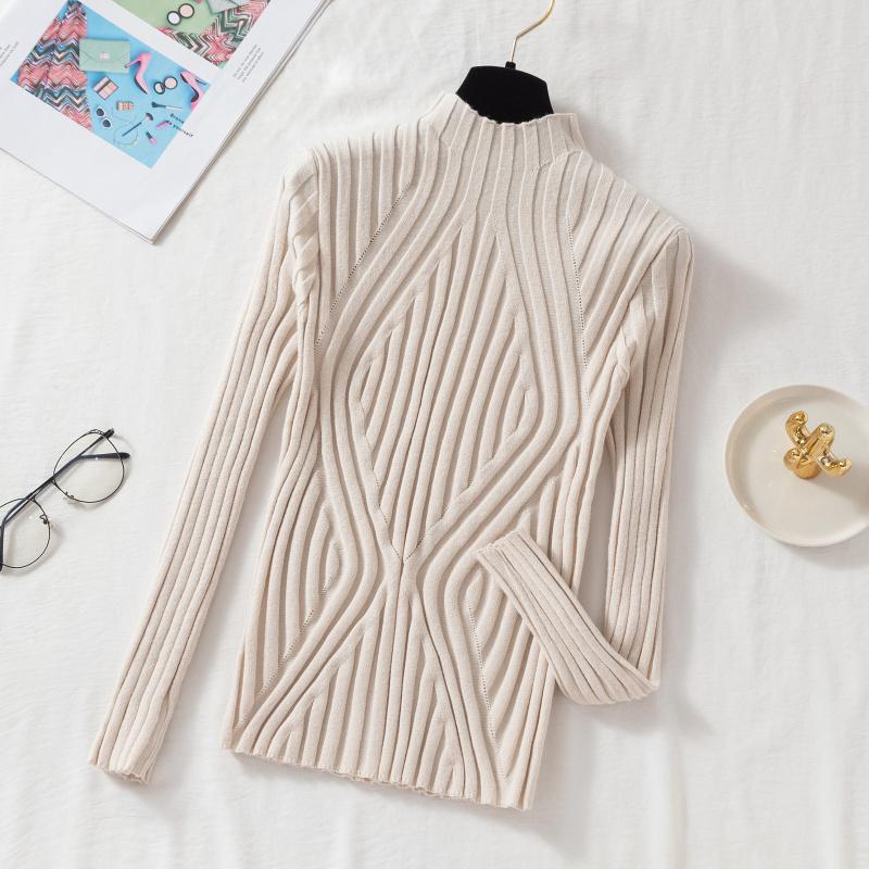 Autumn Knitted Sweater Women Pullover Long Sleeve Office Lady Jumper Sweater Slim Solid Sweaters Casual Tops New