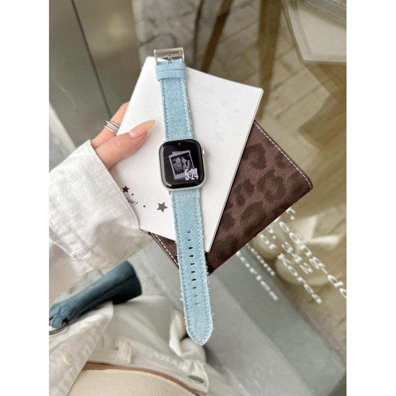 Compatible Denim Leather Band for Apple Watch Series S11, S10, iWatch 9876SE, Huawei FIT4, Xiaomi 9 Pro