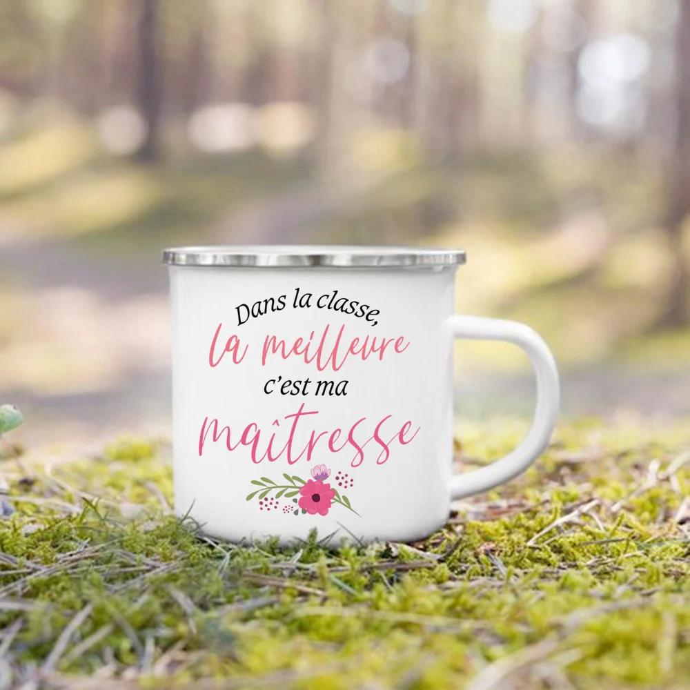 Thank You Teacher Print Mugs Creative Coffee Cups Drinks Water Milk Cup Enamel Mug School Handle Drinkware Gifts for Teacher