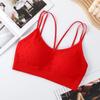Plus Size Red Spaghetti Strap Backless Bra for Women Non-magnetic Student Sports Cami Bustier Push-Up