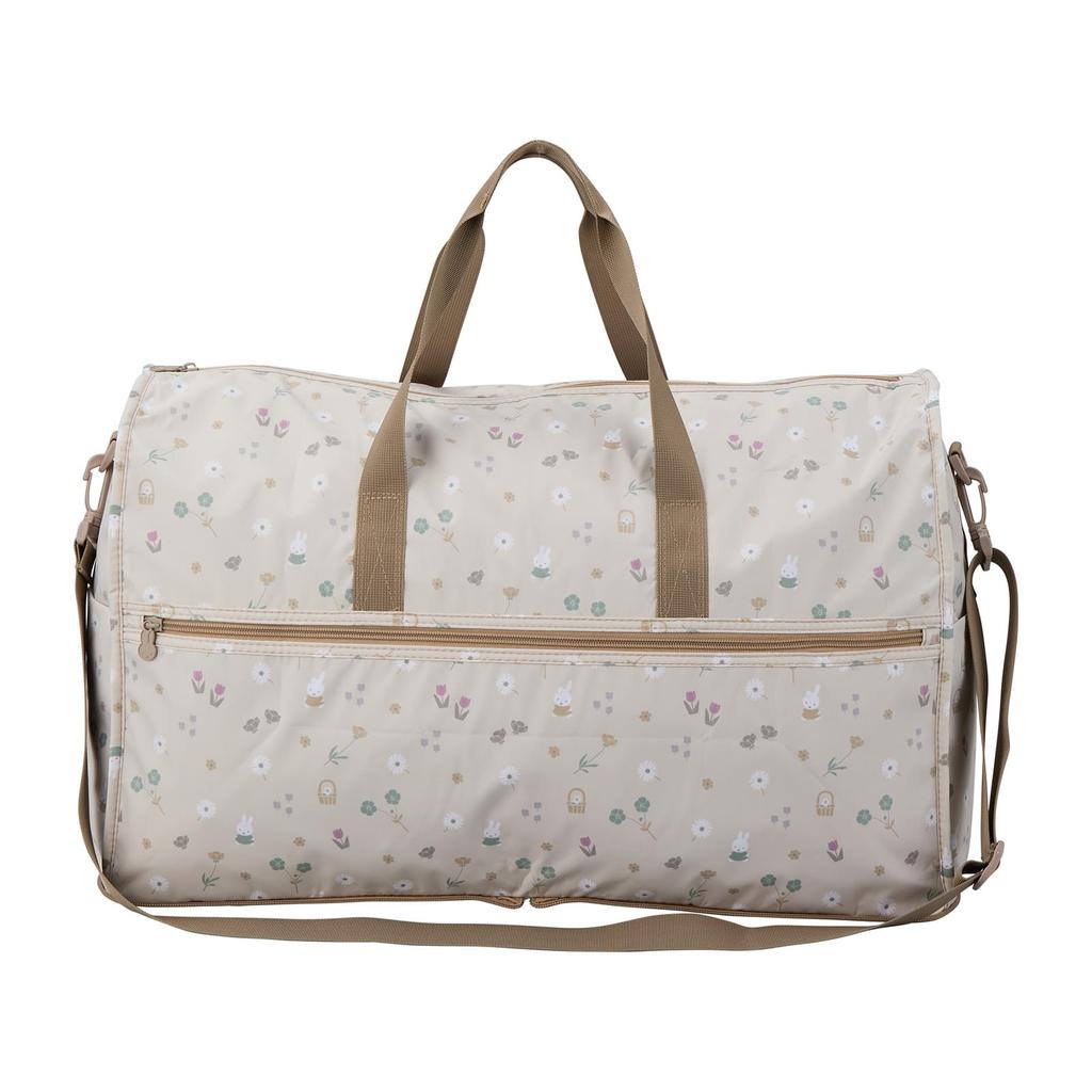 Folding Boston Bag, Large, Miffy HPL0004, B272. Greige Small Flowers