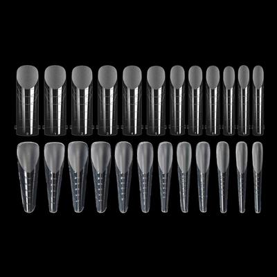 Klare Doppelformen für Acrylnagelsystem UV-Gel-Nagelform Vollabdeckung Falsche Nagelspitzen mit Skala 12 Größen Maniküre Pediküre Werkzeug