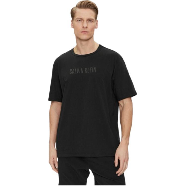 Calvin Klein S/S Crew Neck Solid Color Simple Soft Comfortable Sleepwear Top Men tops Black 000NM2567E-UB1