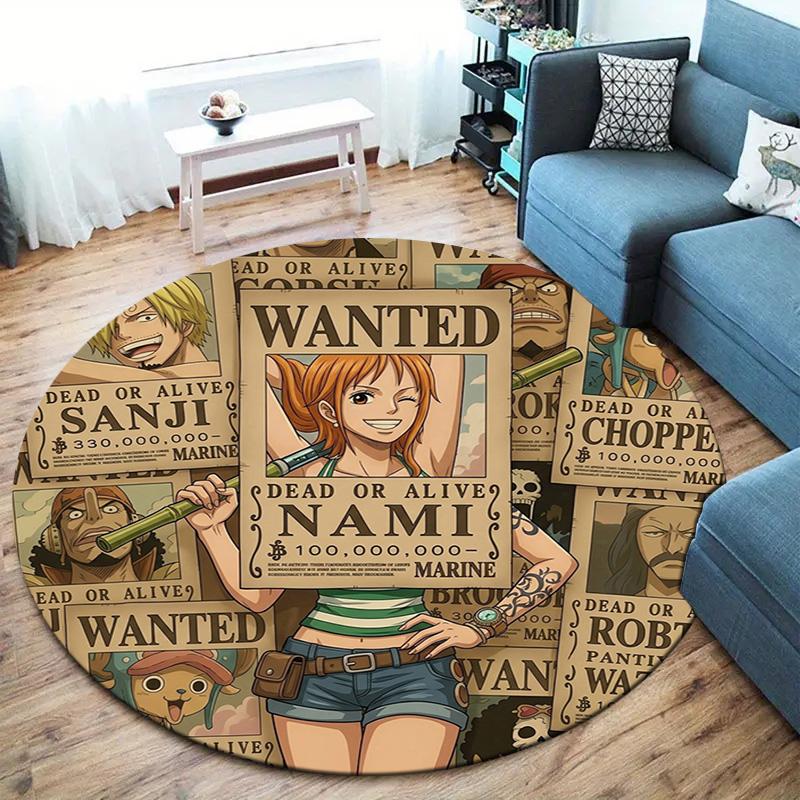 One Piece Art Round Area Rug Carpet Rug For Living Room Bedroom Sofa Playroom Decor Nonslip Floor Mat