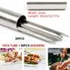 20pcs Long Kabob Flat Grilling Skewers Set Stainless Steel BBQ Skewers Metal BBQ Skewers BBQ Sticks