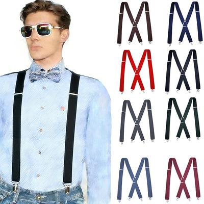 Men X-Back Elastic Suspenders Strong Braces Pants Straps