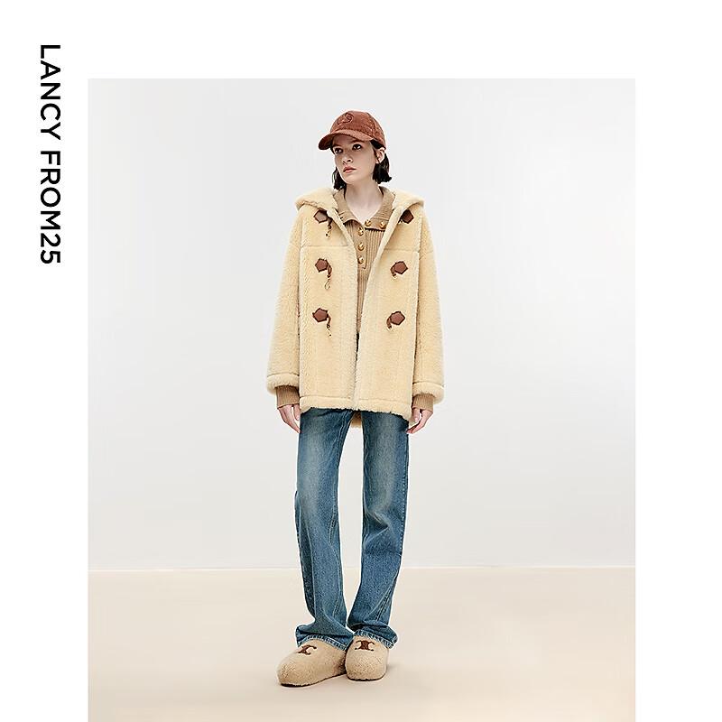 EiLEEN ELITEE Women's Pure Wool Faux Fur Particle Coat