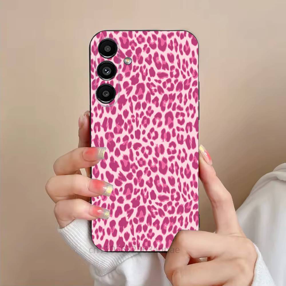Leopard Pink Tiger Cool Phone Case For Samsung S25,24,21,22,23,S30,Ultra,S20,Plus,Fe,Lite,Note,S10,S9,Black Soft Shell