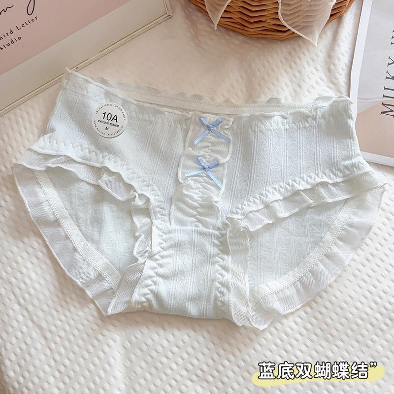 Sweet Floral Pure Erotic-style Panties Made of Pure Cotton with A Mid-rise Design, Size 7A, Antibacterial Triangle Pants