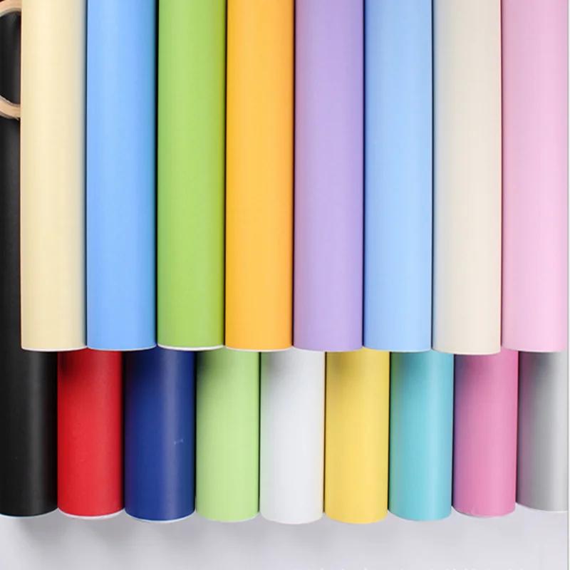 Simple Solid Color PVC Self-Adhesive Wallpaper Thickened Waterproof Living Room Bedroom Wall Renovation Sticker Home Decoration