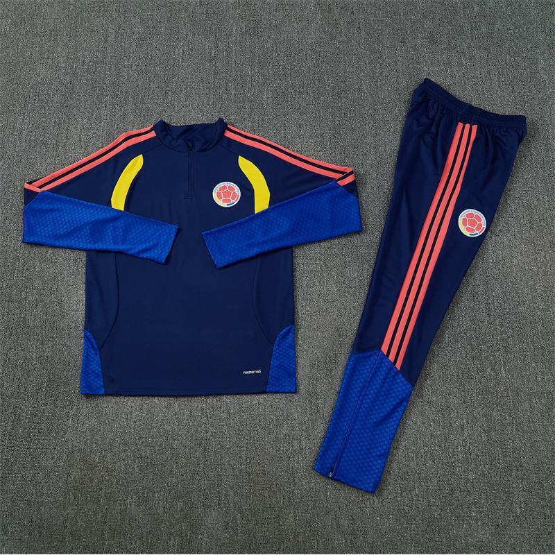Adult National Team Soccer Training Jerseys Long Sleeve Half Zip Cotton Blend Sports Wear