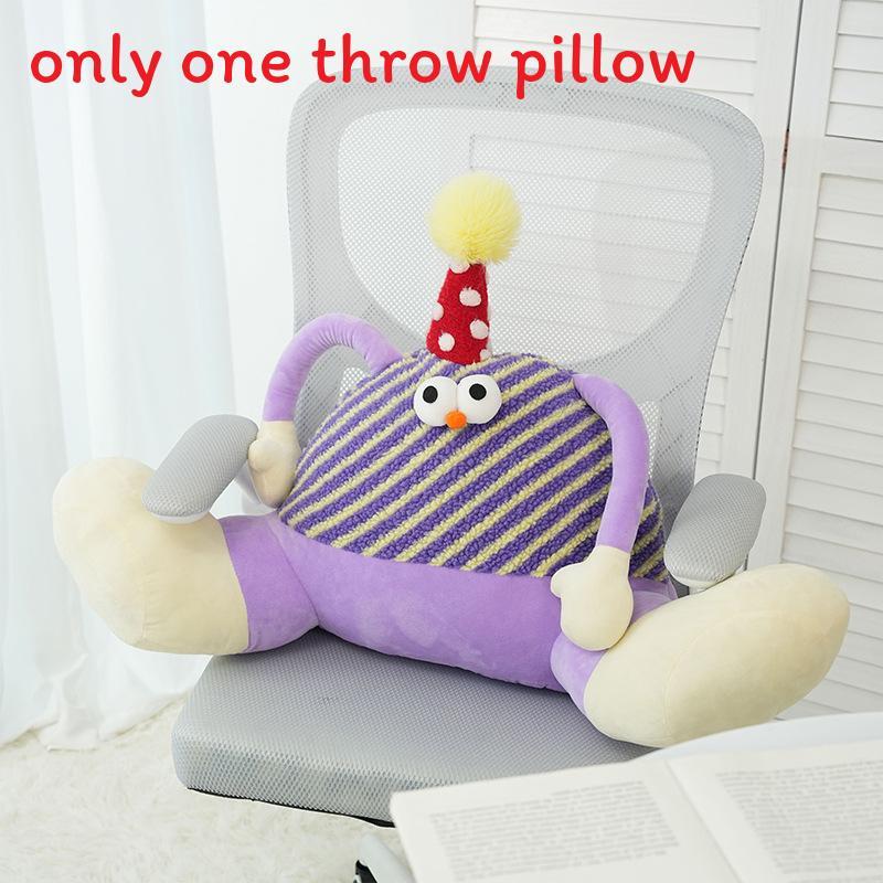 Cartoon Monster Plush Cushion With Soft Sherpa Cover For Lounge And Bed Decor