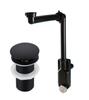 SPAZIO BAGNO NT Space-saving Washbasin Siphon, Satin Black + BRASS CLICK-CLACK WASHBASIN PLUG WITHOUT OVERFLOW, BLACK