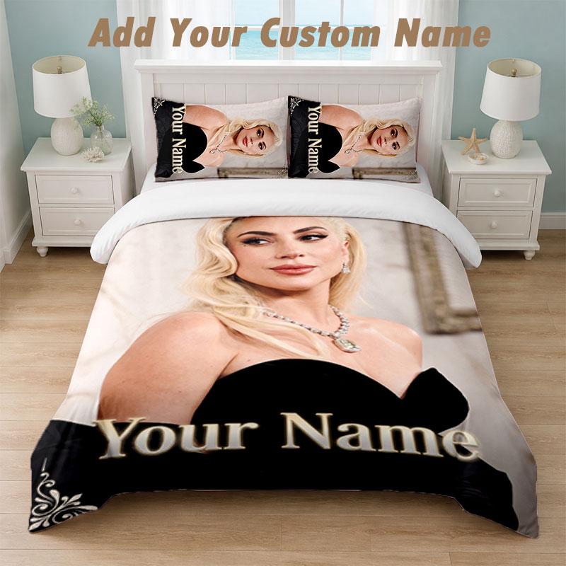 Bedding Set 1 Duvet Cover 2 Pillowcases Lady Gaga Print Soft Bed Linen Bedroom Decor