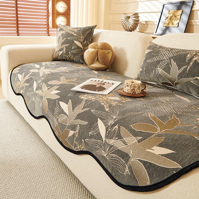 Special-shaped sofa cushion Straight row leather sofa seat cushion Fixed non-slip Irregular one-piece sofa cover universal in all seasons