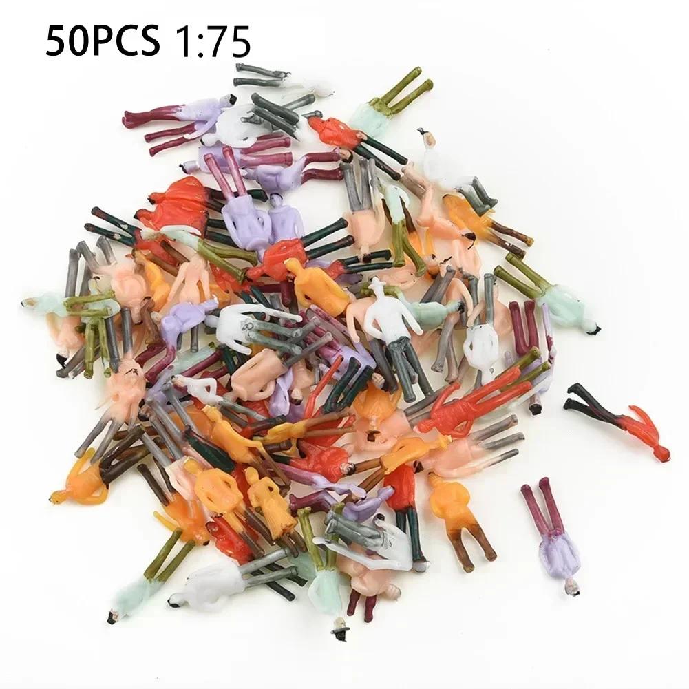 New 50Pcs Miniature Figures Model 1:75 Scale Figures Resin Diorama Railway Train Painted Figures Model DIY Craft Toys For Kids