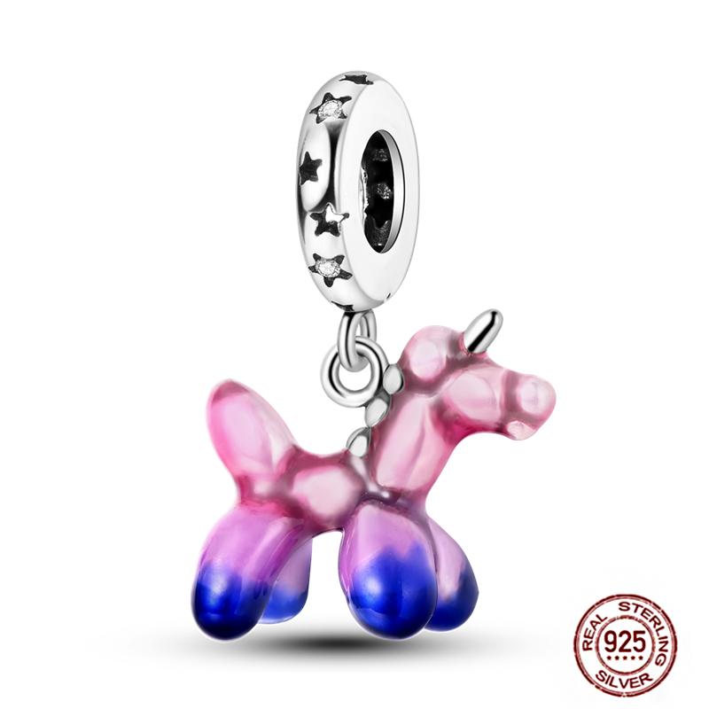 Pink Purple Series Charms Copper Murano Glass Butterfly Animal Paw Print Clasp Charm Beads Fit Original Bracelet Diy Jewelry