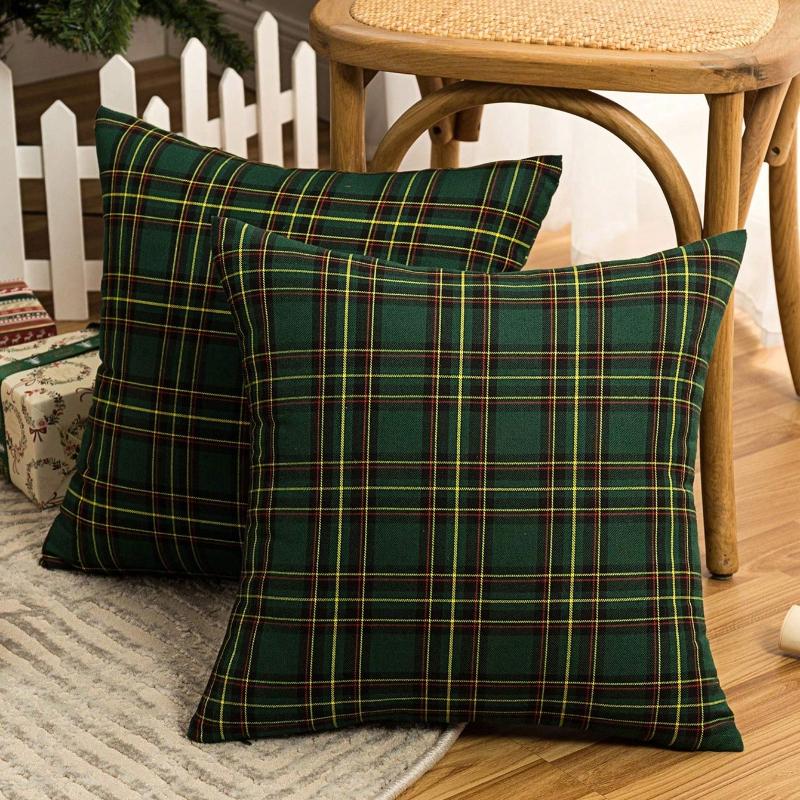 Scottish Plaid Pattern Pillowcase, Cushion Cover, Classic Cottage Outdoor Square Cushion Cover Suitable For Home Decoration In Living Room Sofas