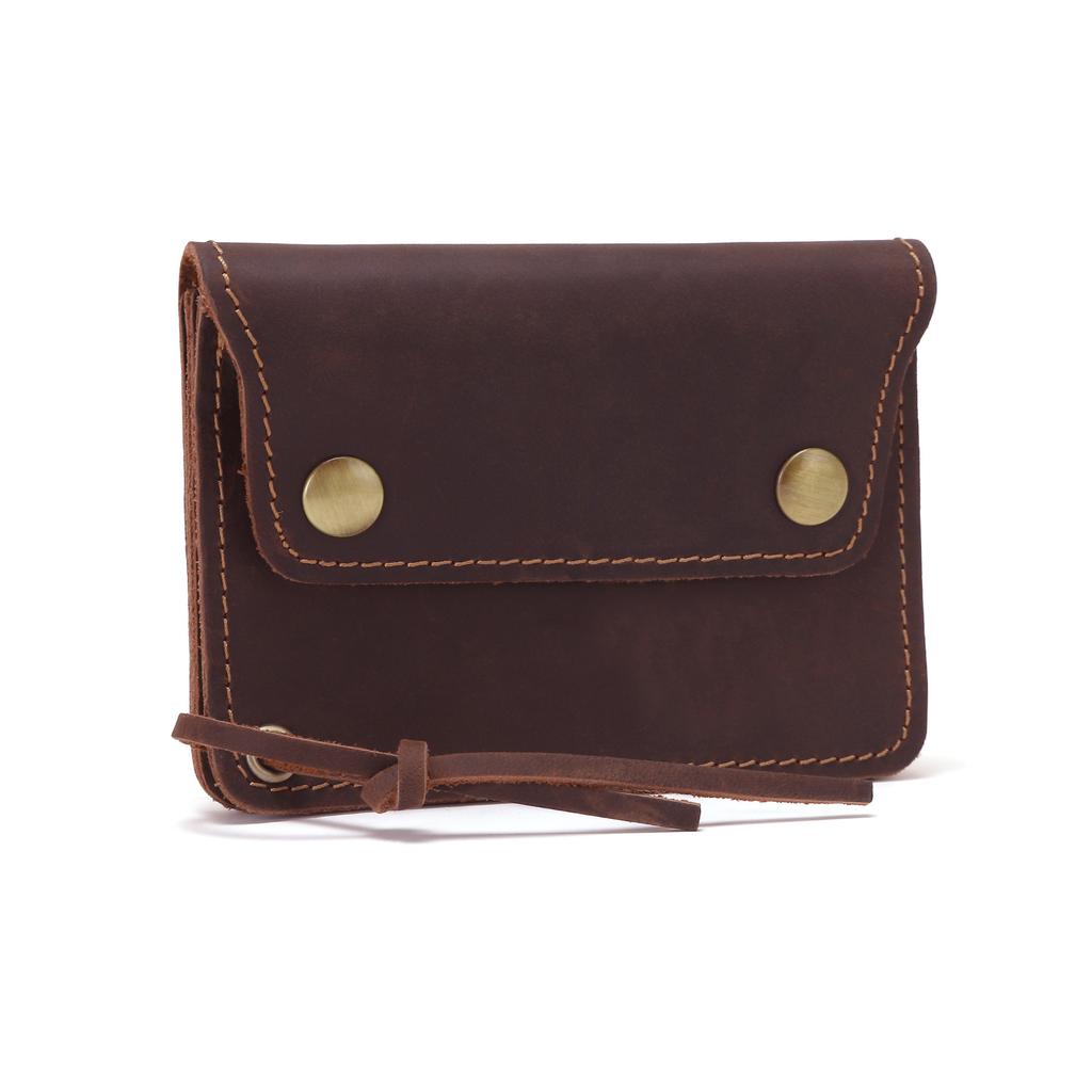 Vintage Genuine Leather Short Wallet New Style Top Layer Cowhide Storage Coin Purse Zipper Simple Magnetic Mini Card Holder