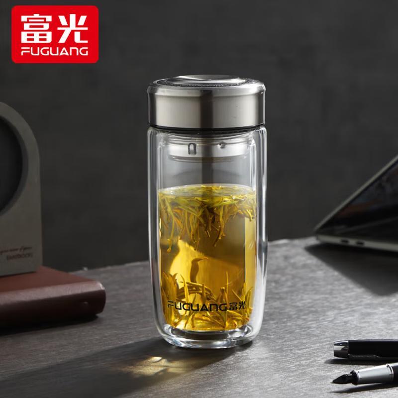FUGUANG Double-Wall Glass Tea Infuser Bottle