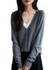 Women's Loose Fit Wool V-Neck Long Sleeve Cardigan Sweater