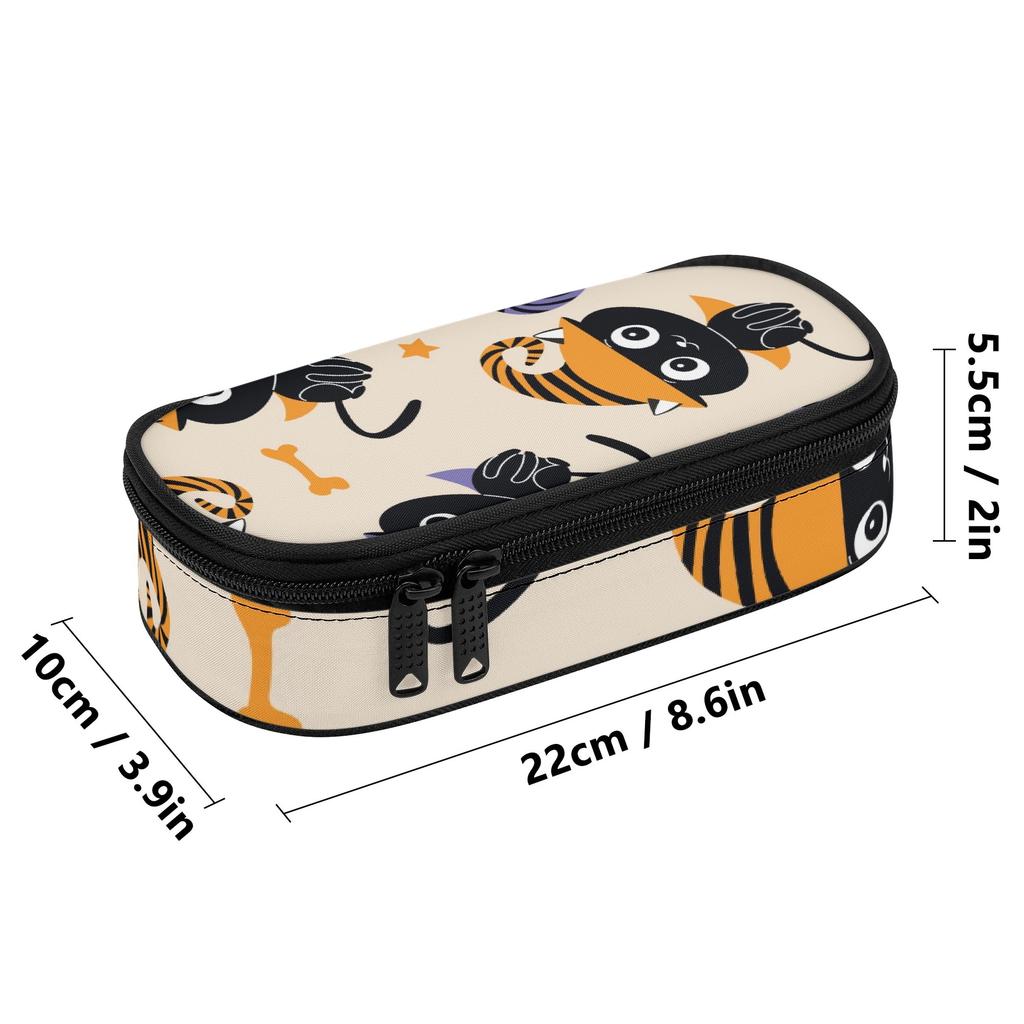 School Pencil Case Spacious Storage Smooth Zipper 300D Polyester with Main Compartment Mesh Pocket and Pen Slots for Students