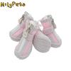 4Pcs/Set Breathable Dog Mesh Shoes Anti-slip Wear-resistant Pet Dog Shoes Protective with Zipper Dog Walking Boots
