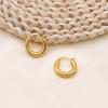 Merry Line 18K Gold-Plated Circle Earrings Women'S French Retro Popular Simple Titanium Steel Ear Buckles