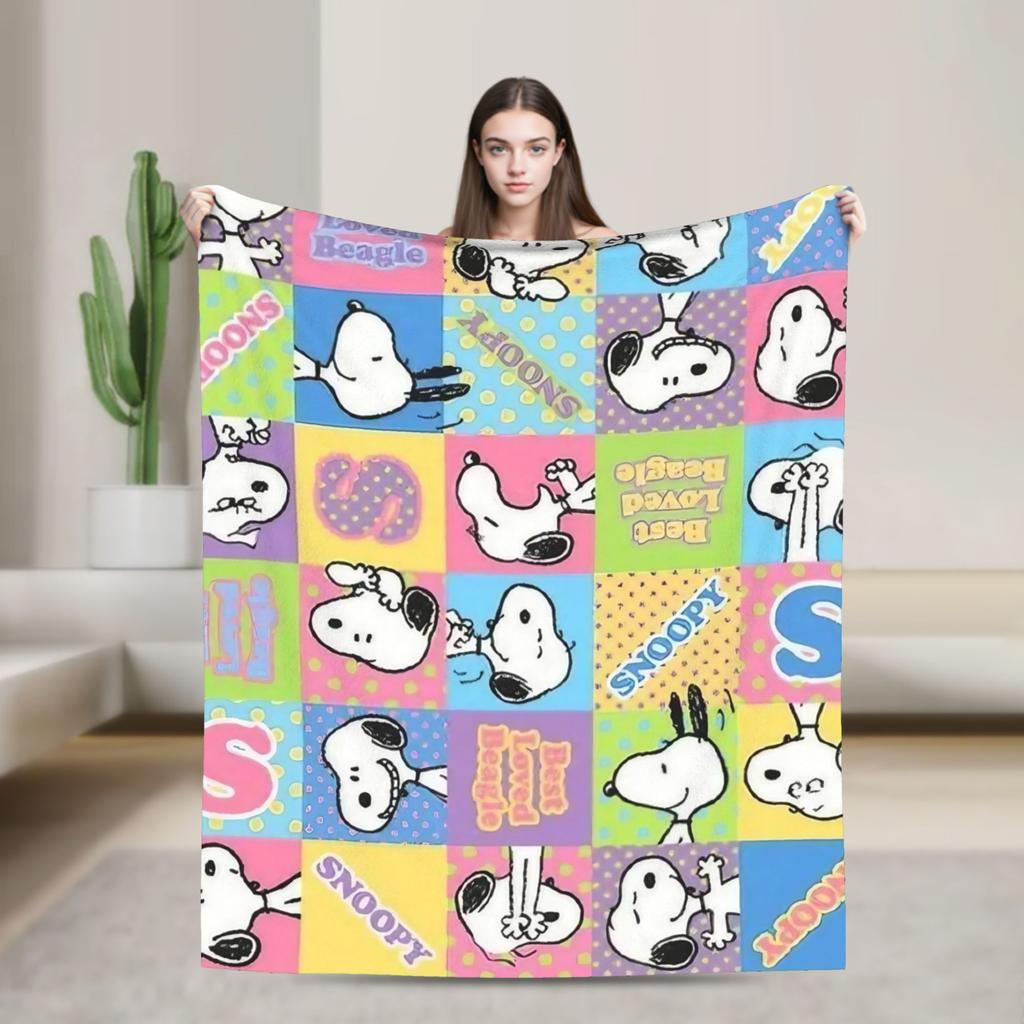 Snoopys Cartoon Dog Flannel Blankets Creative Throw Blankets for Sofa Bedding Lounge 200x150cm Rug Piece,