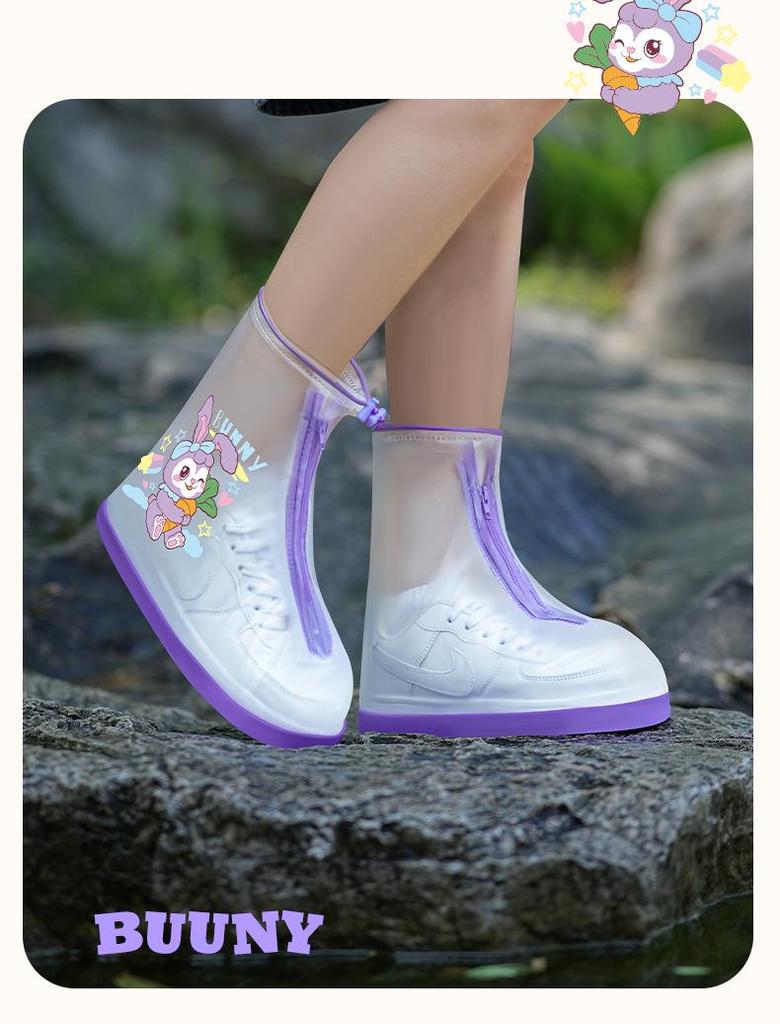 Weatherproof Unisex Shoe Covers: Snow-Resistant, Mid-Calf, Slip-On PVC for Cycling and Outdoor Use.