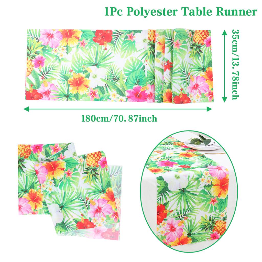 Summer Hawaiian Floral Table Runner Flamingo Birthday Party Decor Kids Aloha Hawaii Tropical Party Supplies Dining Table Decor