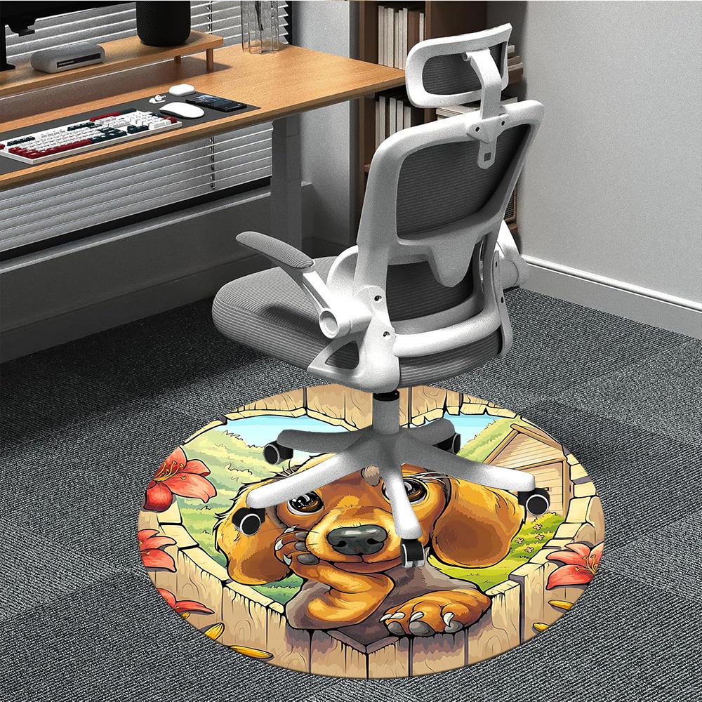 

1pc Dachshund Chair Carpet for Office Non-Slip, Machine Washable Rug for Office, Room - Holiday Decor, Machine Made yy251016102 80cm by 80cm