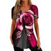 Shirts For Women Short Sleeve Tops Dressy Summer Casual Printed V-neck Irregular Hem Blouses Tees