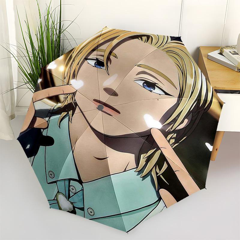 

1pc Outdoor Umbrella with Anime Character Design - Automatic Opening/Closing, Portable 3-Fold Design, 8-Rib Iron Frame - Perfect Gift for Fans, T