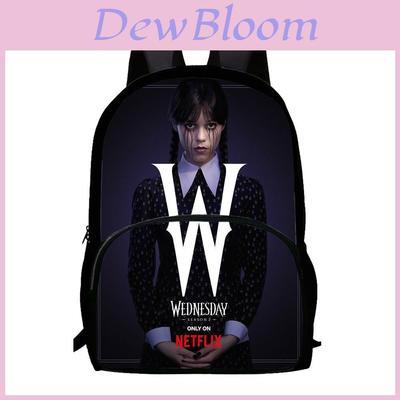 Plecak z nadrukiem Wednesday Addams o dużej pojemności, szkolny plecak z tkaniny Oxford dla nastolatków