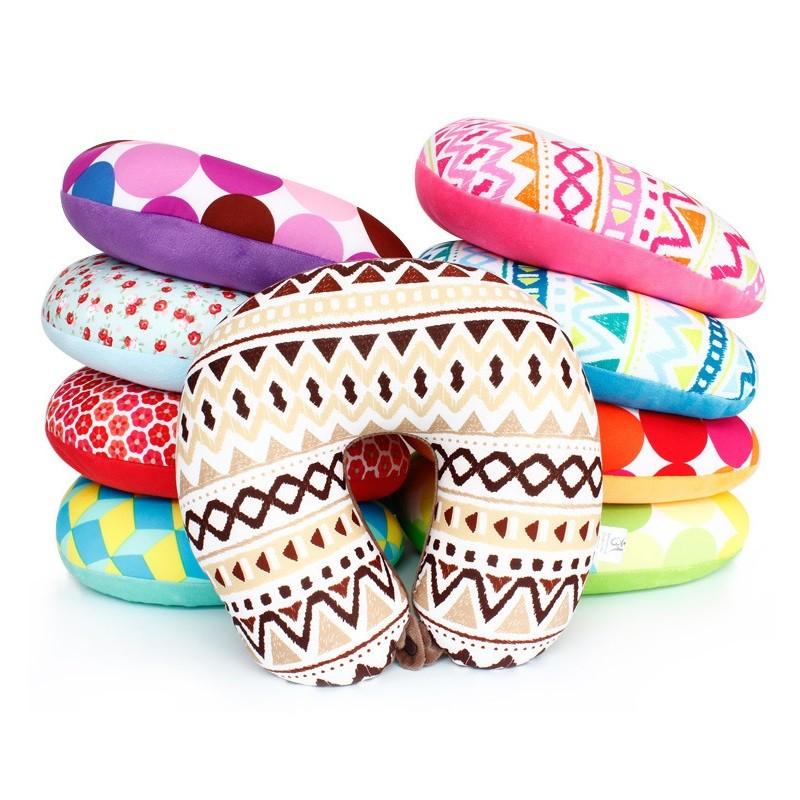 U Shape Travel Pillow With Printed Design For Adults Comfort And Support