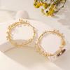 Exaggerated Hoop Earrings for Women Leaf Flower Gold Color Big Circle Earrings Vintage Trend Women's Jewelry Gift