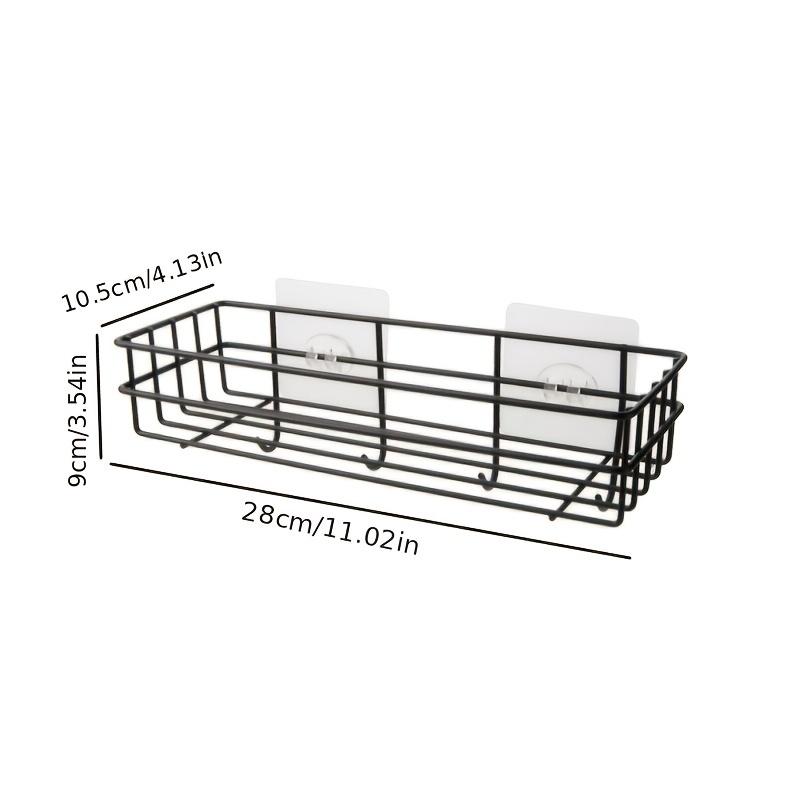 1pc Storage Rack With Hooks For Kitchen Bathroom Bedroom Office, Wrought Iron Bathroom Shelf, Punch Free Hanging Shelf