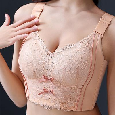 Women's Large Size Adjustable Underwear Full Cup Gathered Breasts To Prevent Sagging Large Breasts Show Small Summer Thin Bra