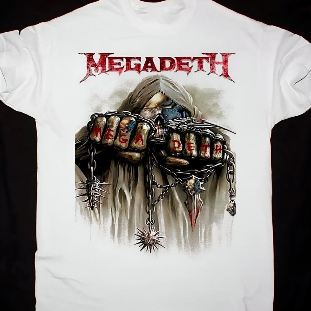 Коллекция Megadeth Футболка из плотного хлопка Белая S-5XL TT602 Унисекс Футболка S
